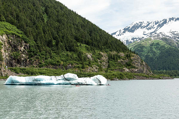 Iceberg from Portage Glacier - Note Kayakers