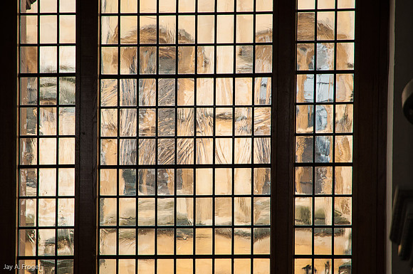 View through window of Sheldonian