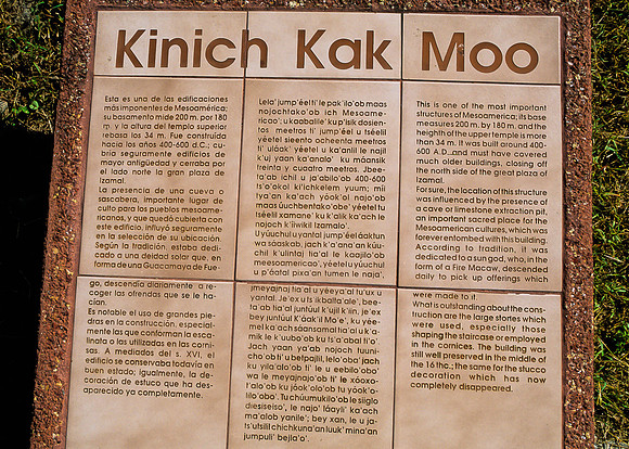 Izamal  -   Pyramid of Kinich Kak - Interpretive sign