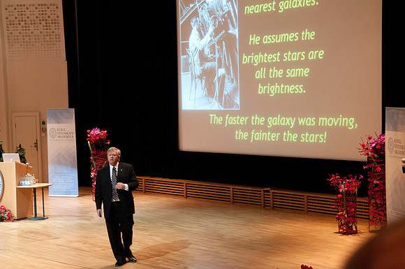 Opening Ceremony for physics winners -  Brian lecturing