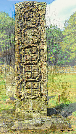 Copan - Stela F, back,  Stephens' Q
