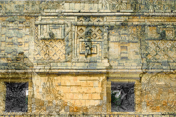 Uxmal - entwined serpents, Nunnery Quad.