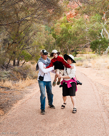 Wounded hiker being carried, West MacDonnell Ranges