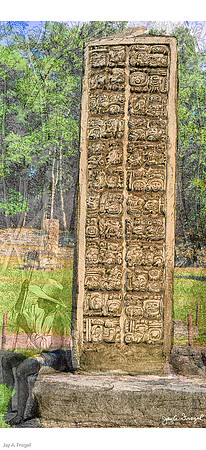 Copan - Stela A, back, Stephens' L