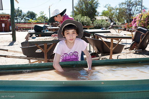 Leah panning for rubies