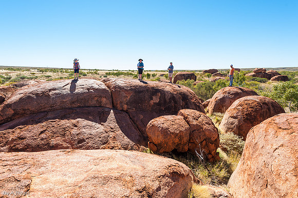Players at Devil's Marbles, Northern Territory