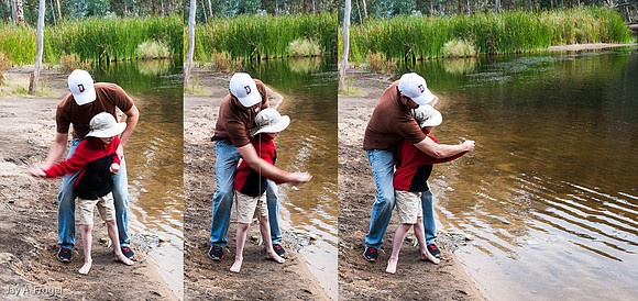 Geoffrey teaches Leah how to skim rocks