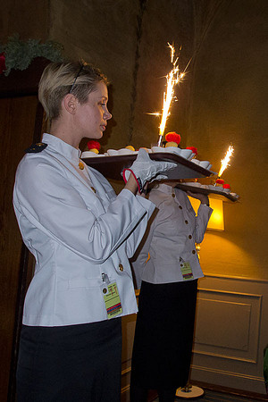 Presentation of desert in the "overflow" banquet room