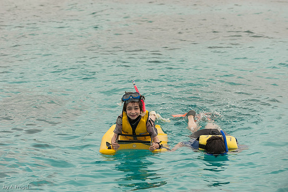 Leah snorkling off Lady Musgrave Island, the Great Barrier Reef