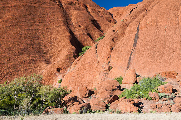 A deep gully eroded into Uluru's flank