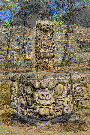 Copan - Stela D front + Altar