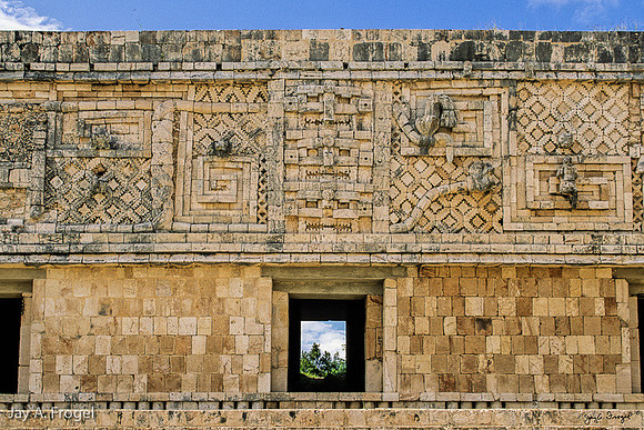 Uxmal - Nunnery, E face, W bldg, detail - straight image