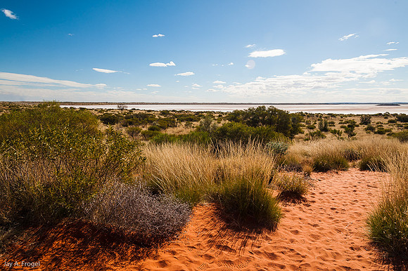 Salt Lake and red sand,  Mt. Conners Lookout