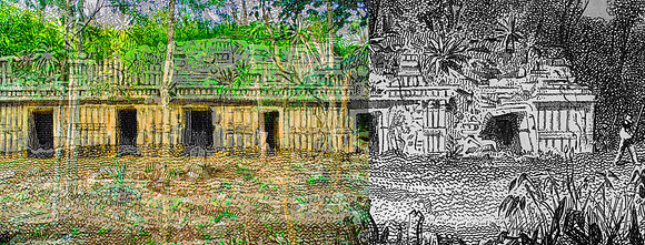 Sayil  -   Structure 4B2, East facade, right end.