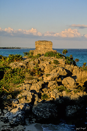 Tulum:  Building I of Stephens overlooking the Ocean