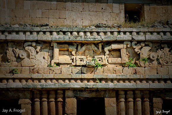 Palace at Sayil - "Diving" god on facade of south side