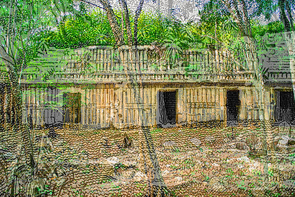 Sayil  -   Structure 4B2, East facade - left side